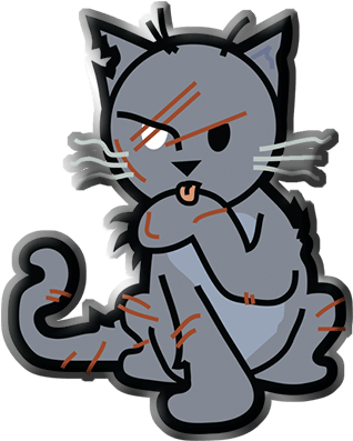 Greebo Dweenie Badge - Cartoon (373x416)