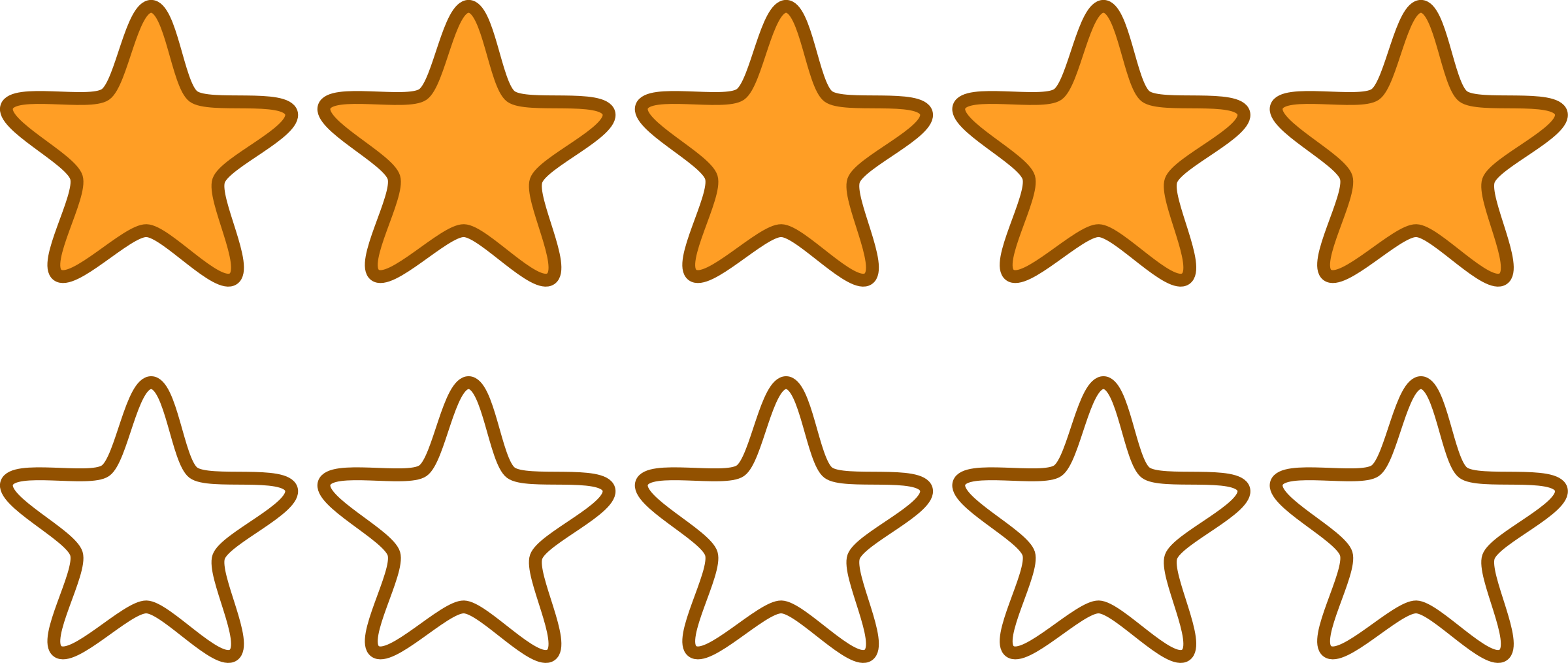 Stars Clip Art - Five Stars Clip Art (2400x1015)