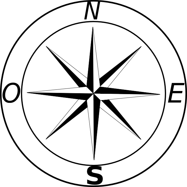North Star Compass Clip Art At Clker - Cardinal And Intermediate Directions (600x600)