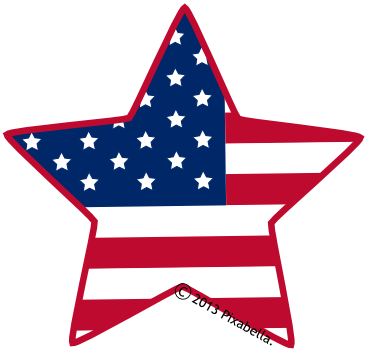 American Star Clipart - American Flag Star Clip Art (365x350)
