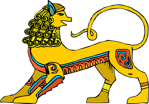 Lion Abstract Figure Traditional Egyptian - Lion Abstract Figure Traditional Egyptian (486x340)