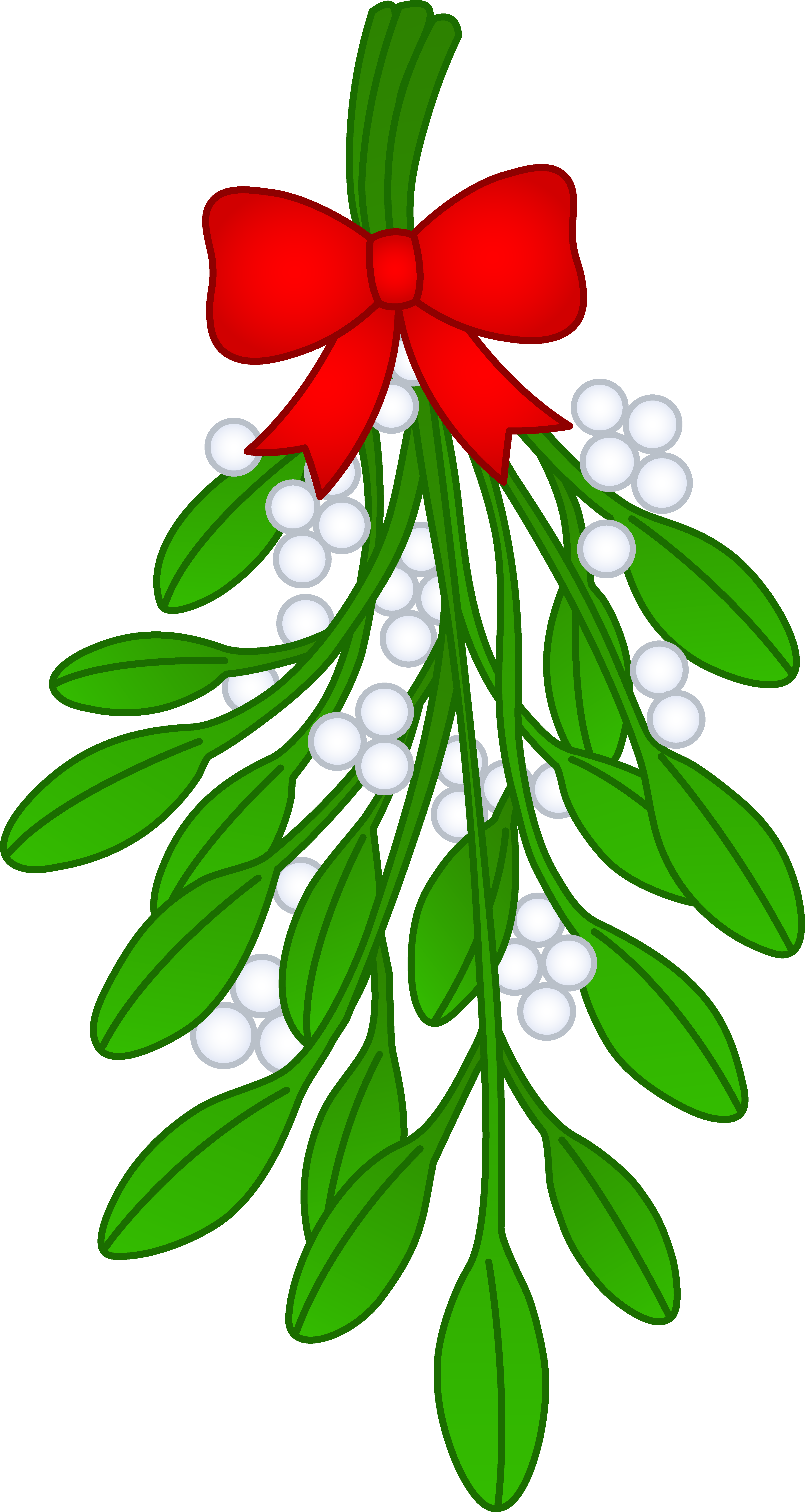 Christmas Mistletoe With Red Bow Free Clip Art - Mistletoe Clipart (4361x8192)