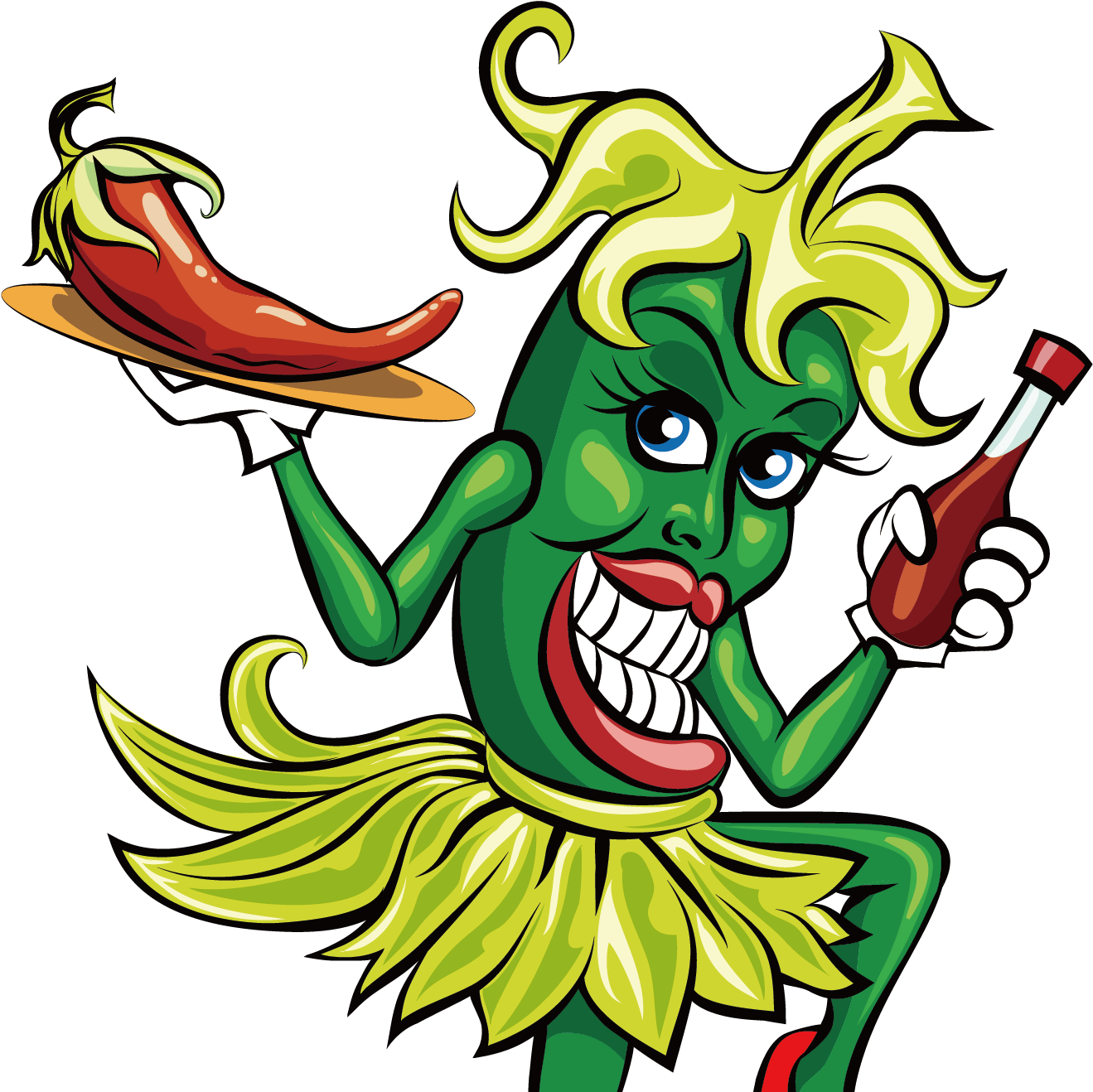 Jalapexf1o Bell Pepper Chili Pepper Clip Art - Green Pepper Hot Sauce Cartoon (1772x1772)