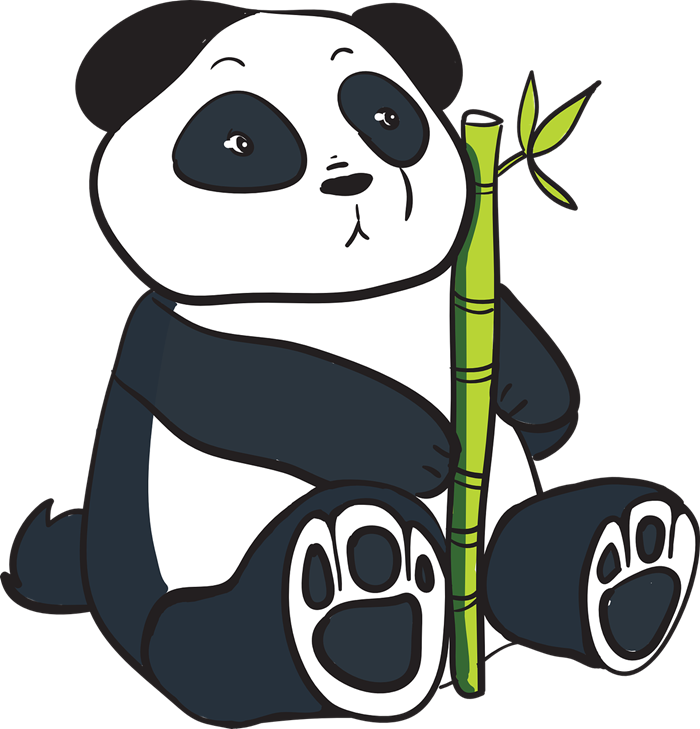 Giant Panda Images Free For Commercial Use - Cartoon Panda Holding Bamboo (700x729)