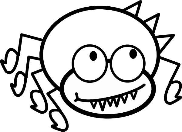 Cartoon Spider Template - Spider Cartoon Black And White (600x437)
