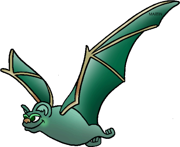 United States Clip Art By Phillip Martin, State Flying - Cartoon Mexican Free Tail Bat (648x529)