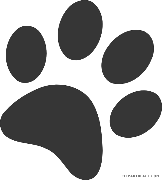 Dog Paw Prints Animal Free Black White Clipart Images - Paw (534x595)