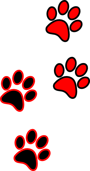Black Paws Clip Art - Red And Black Paws (318x600)