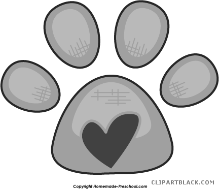 Dog Paw Prints Animal Free Black White Clipart Images - Circle (432x372)