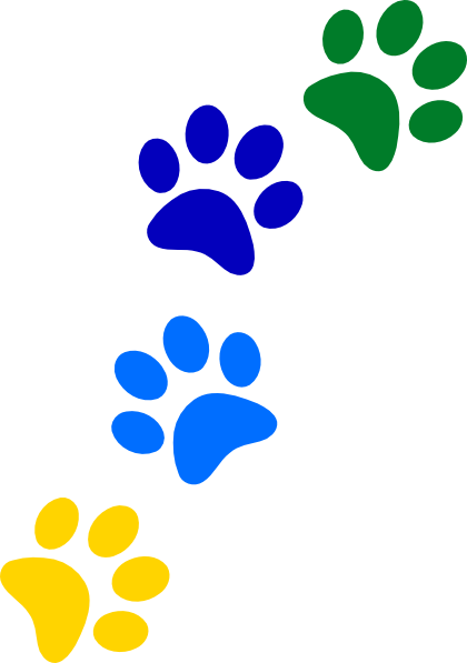 Paw Print Clip Art - Rainbow Paw Print Png (420x597)