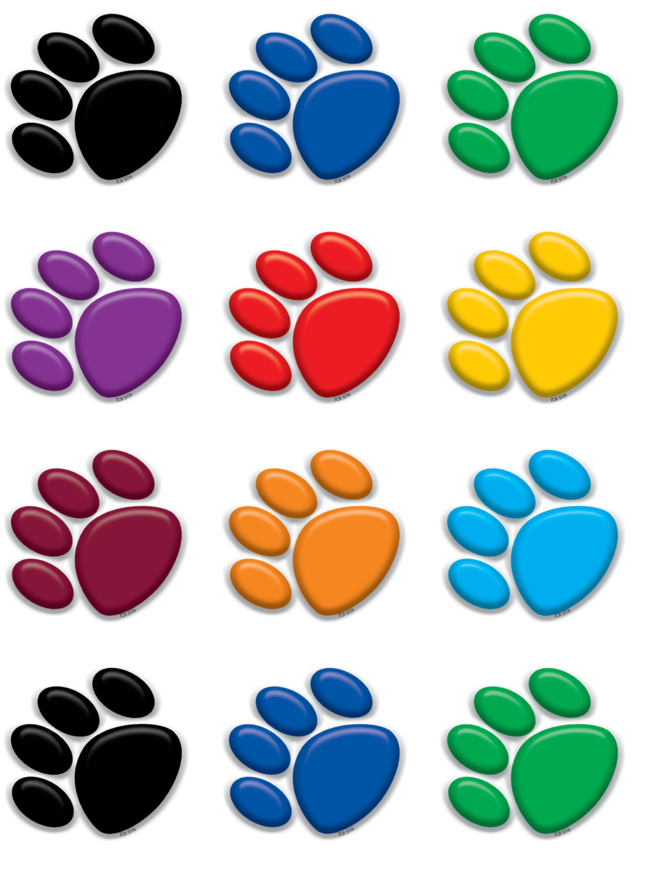Tcr5116 Colorful Paw Prints Mini Accents Image - Colorful Paw Prints (900x900)