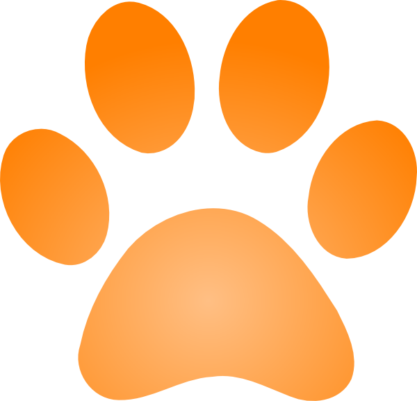 Orange Paw Print With Gradient Clip Art - Lab Paw Print Outline (600x578)