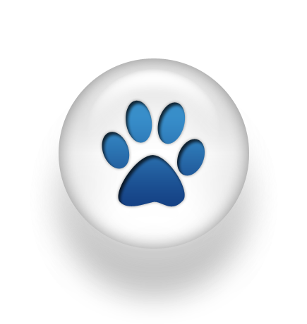 Cat Paw Print Icon - Blue Background White T (512x512)
