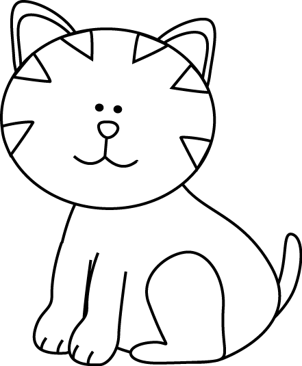 Cute Dog And Cat Clip Art - Cute Cat Clip Art Black And White (441x535)
