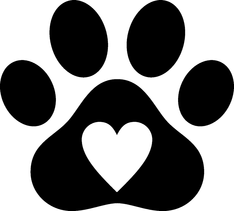 Paw Print With Heart Rubber Stamp - Paw Print Heart Transparent (800x721)