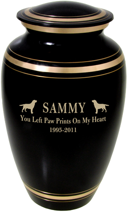 Wholesale Black Gold Dog Urn Shown With Text Clip Art - Cremation Urn (500x500)
