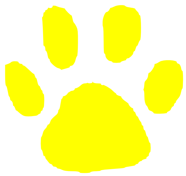 Tiger Paw Yellow Clip Art - Black And Gold Paw Print (600x567)