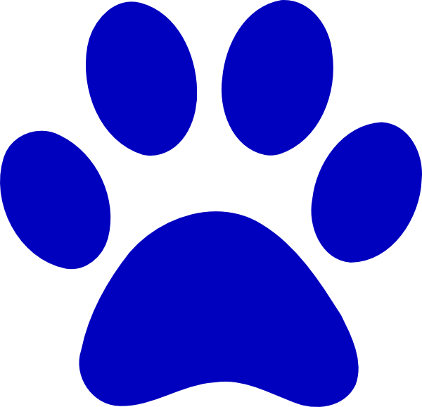 Bobcat Paw Print Clip Art - Blue Paw Print Logo (600x578)