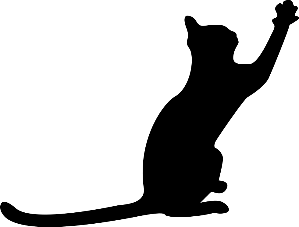 Cat Black Silhouette With Extended Tail And One Paw - Cat Silhouette (981x745)