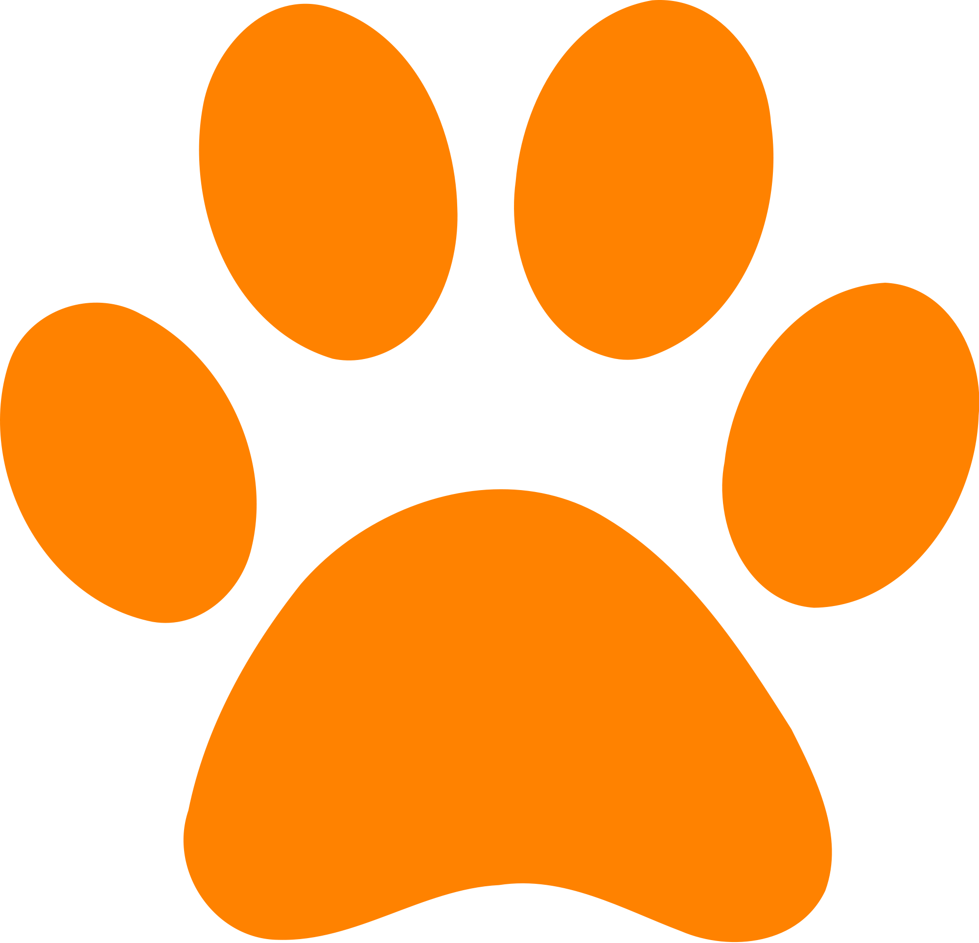 Paw Print - Orange Dog Paw Print (2000x1928)
