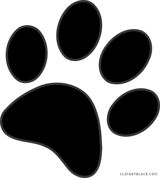 Lion Paw Prints Animal Free Black White Clipart Images - Blue Paw Print Clip Art (534x594)