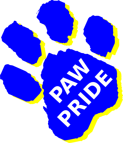 Paw Pride Clip Art - Blue And Yellow Paw Png (510x593)