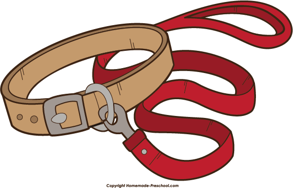 Leash Cliparts - Dog Leash And Collar Clipart (593x381)