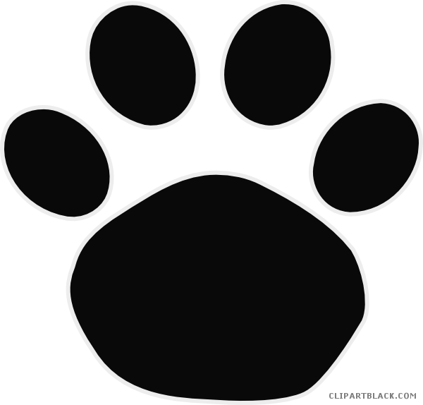 Wildcat Paw Print Animal Free Black White Clipart Images - Paw Print Clip Art (600x574)