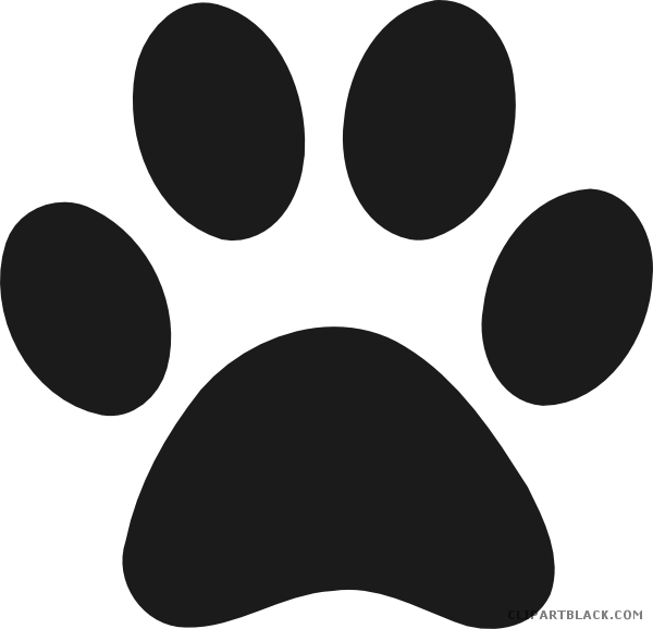 Dog Paw Prints Animal Free Black White Clipart Images - Paw Print (600x578)