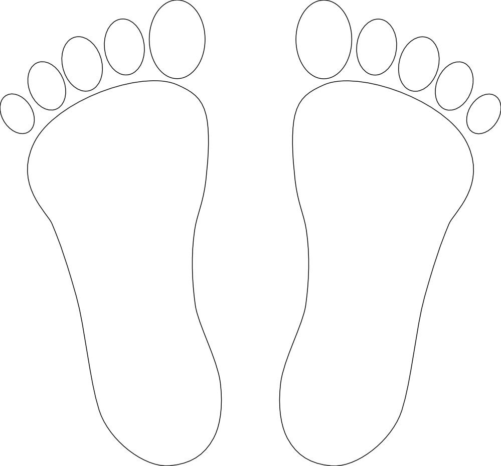 Foot Print Two Black White Line Art 999px 79 - Foot Clipart Black And White (999x929)