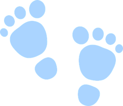 Foot Prints Foot Feet Barefoot Blue Foot P - Jungen-babyparty-tafel-einladung Karte (392x340)