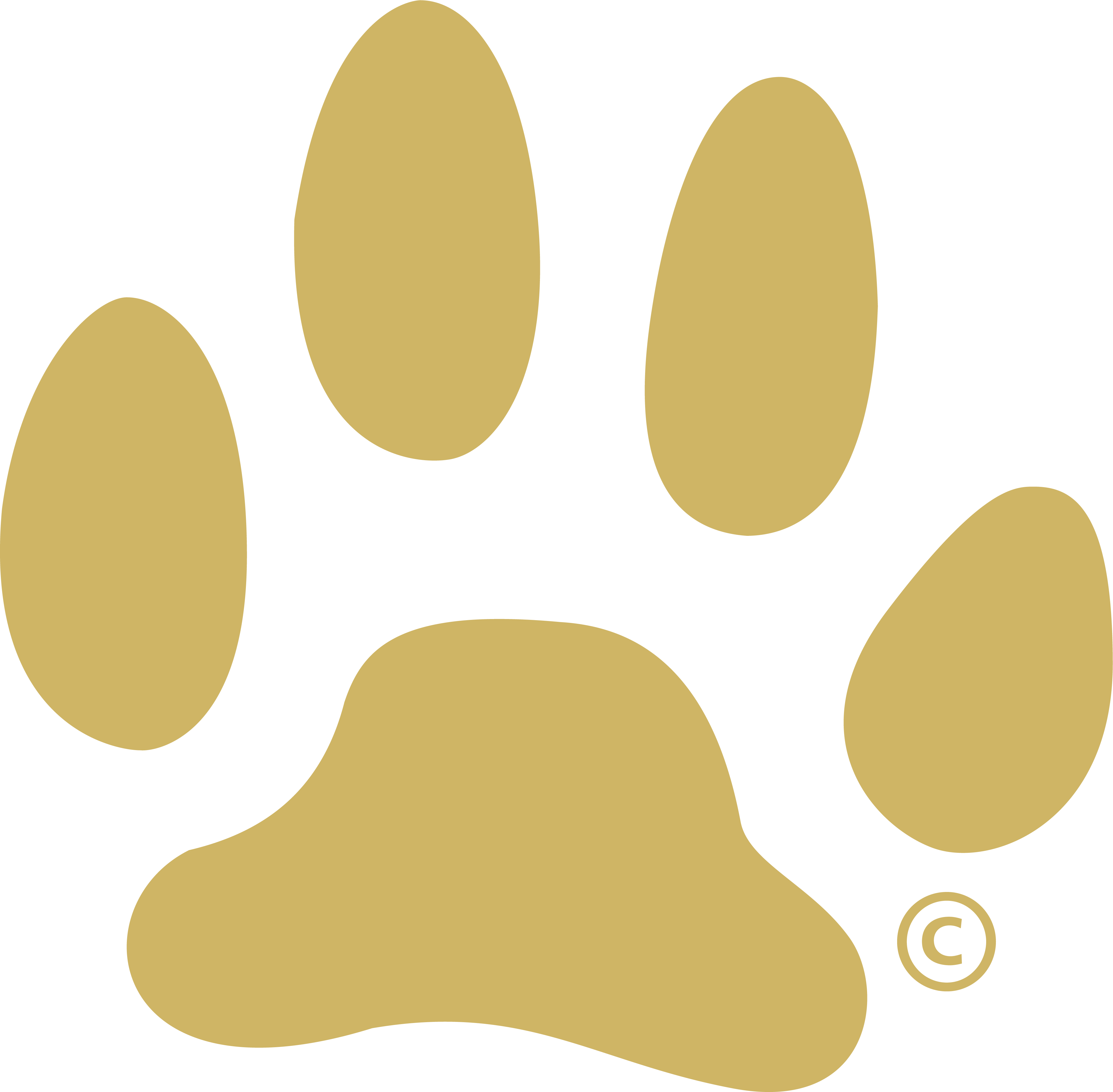 Paw Prints - Gold Pawprints Clip Art (4001x3925)