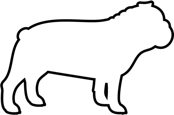 Bulldog Rubber Stamp - Line Art (600x600)