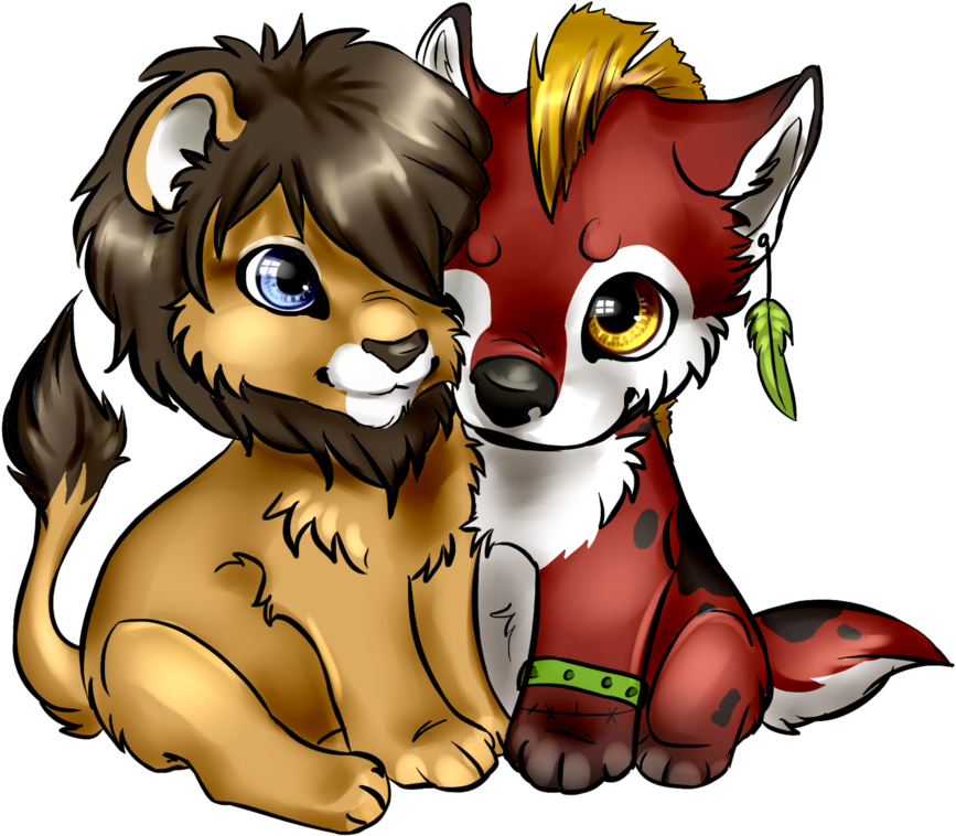 Fox And Lion By Nevaeh-lee - Cartoon (1024x1024)
