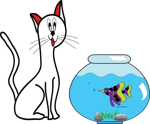 Cat Fish Clip Art - Cat And Fish Clip Art (512x424)