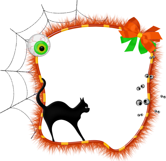 Halloween Transparent Photo Frame With Black Cat - Halloween Frame Clipart Transparent (707x687)