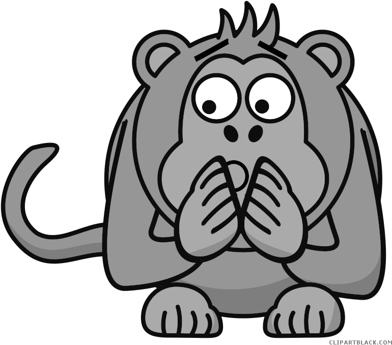 Monkey Animal Free Black White Clipart Images Clipartblack - Cartoon Monkey Shower Curtain (800x706)