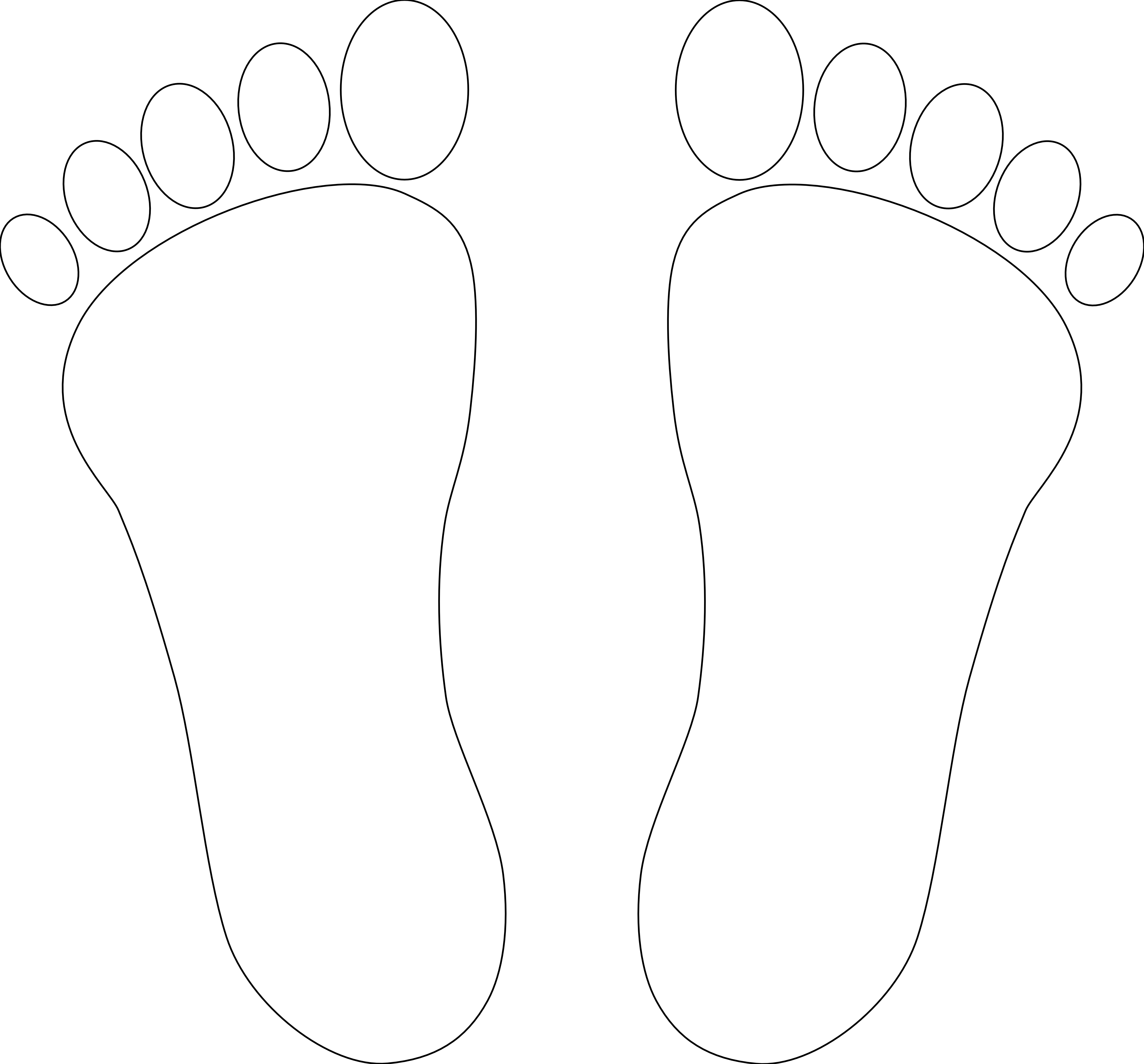 Footprint Clipart Right Foot - Foot Clipart Black And White (4444x4135)