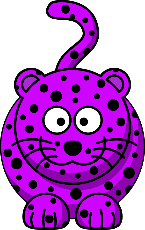 Vector Clip Art - Cute Cartoon Purple Leopard (600x949)