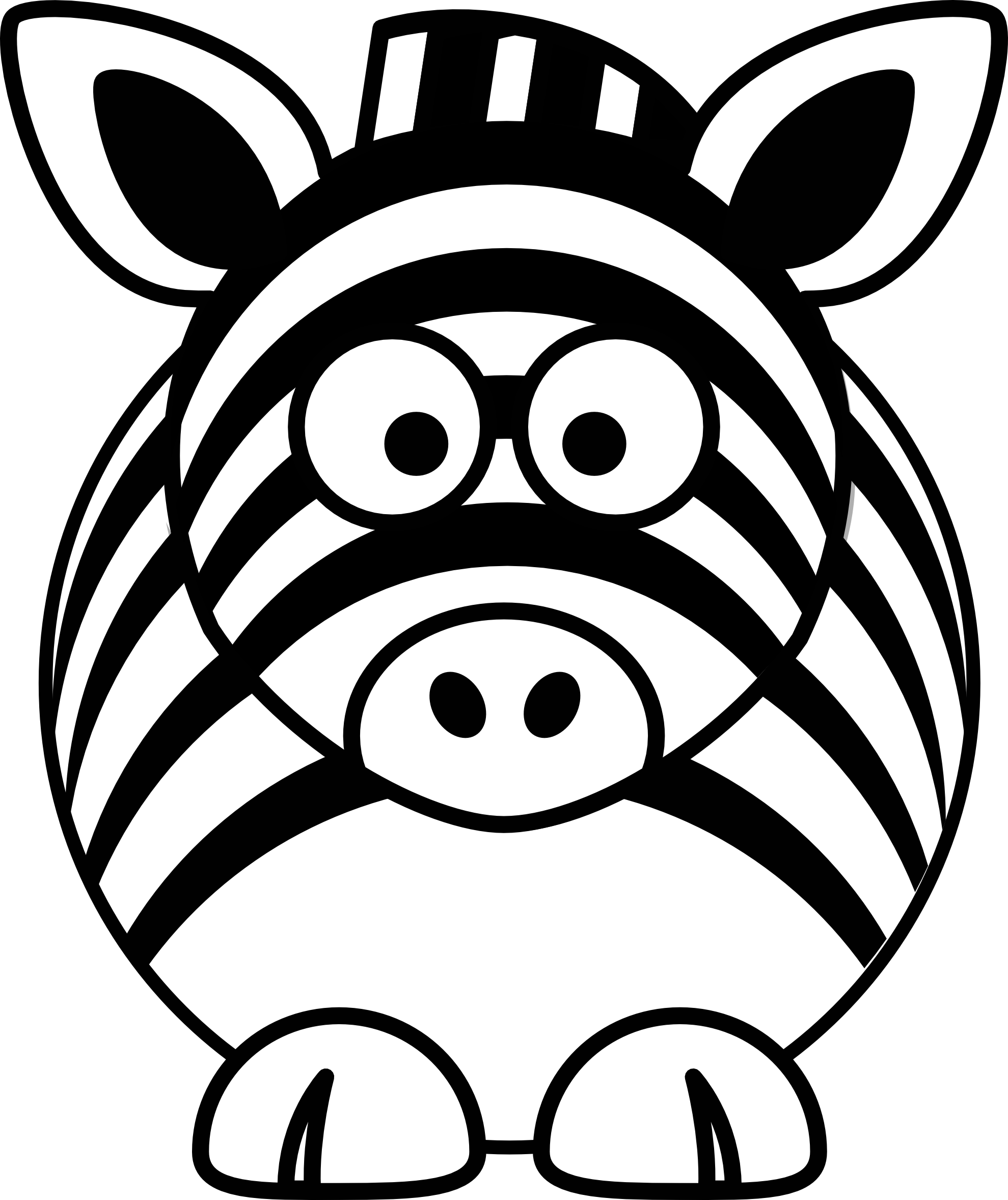 Cartoon Zebra Black White Line - Black And White Zebra Drawing (1979x2355)