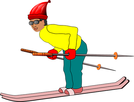 Skier Man Sports Hat Person Skiing Cold Sk - Free Clipart Ski (446x340)
