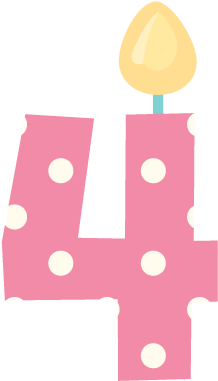 Pin By Andrea Lesmes Pinto On Números Cumpleaños 1 - Number 4 Birthday Png (262x464)