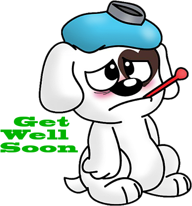 Get Well Soon Sick Puppy Graphic - Get Well Soon Cartoon (412x423)