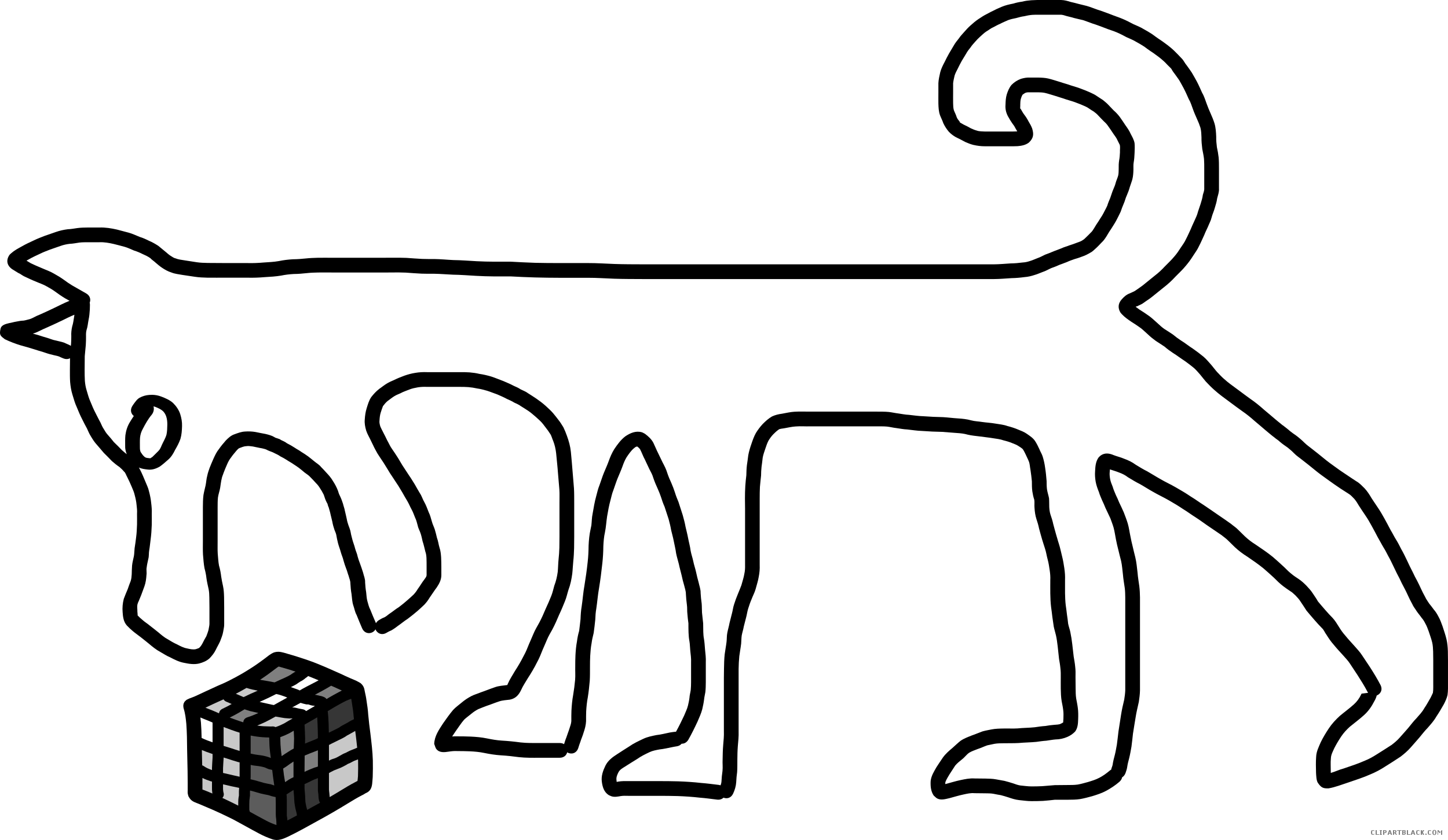 Dog Outline Animal Free Black White Clipart Images - Rubik's Cube (2500x1451)