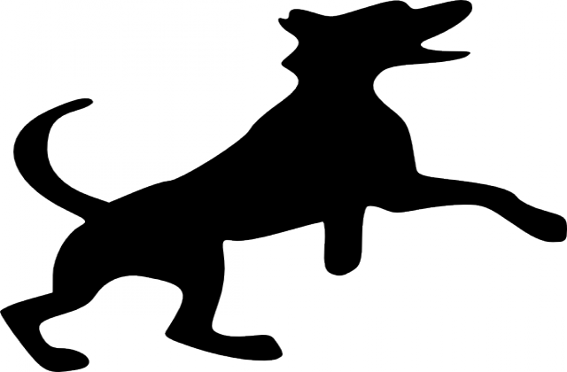 Jumping Dog Clip Art - All Black Dog Cartoon (640x420)