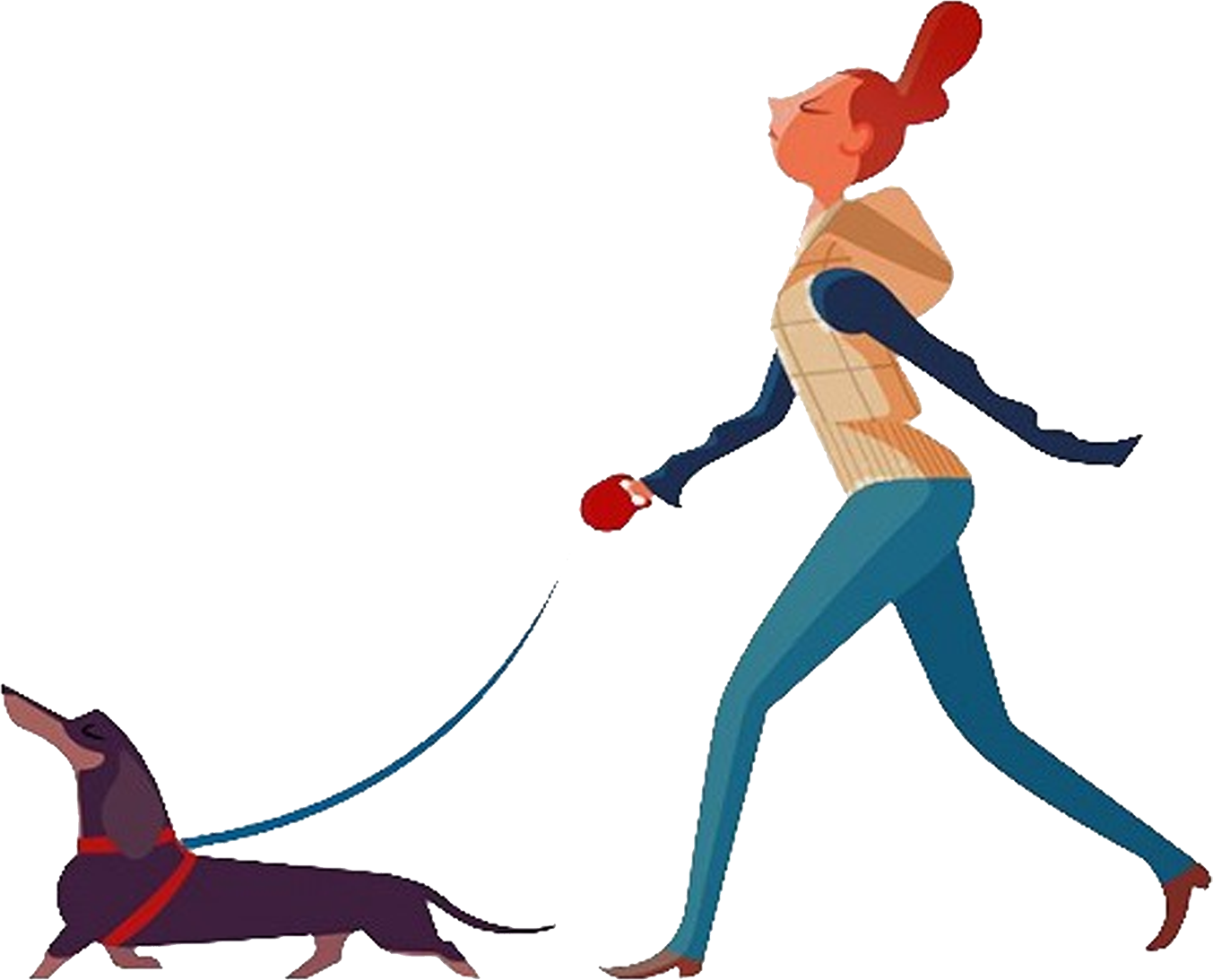Dog Walking Woman - Woman Walking Dog Png (1353x1093)