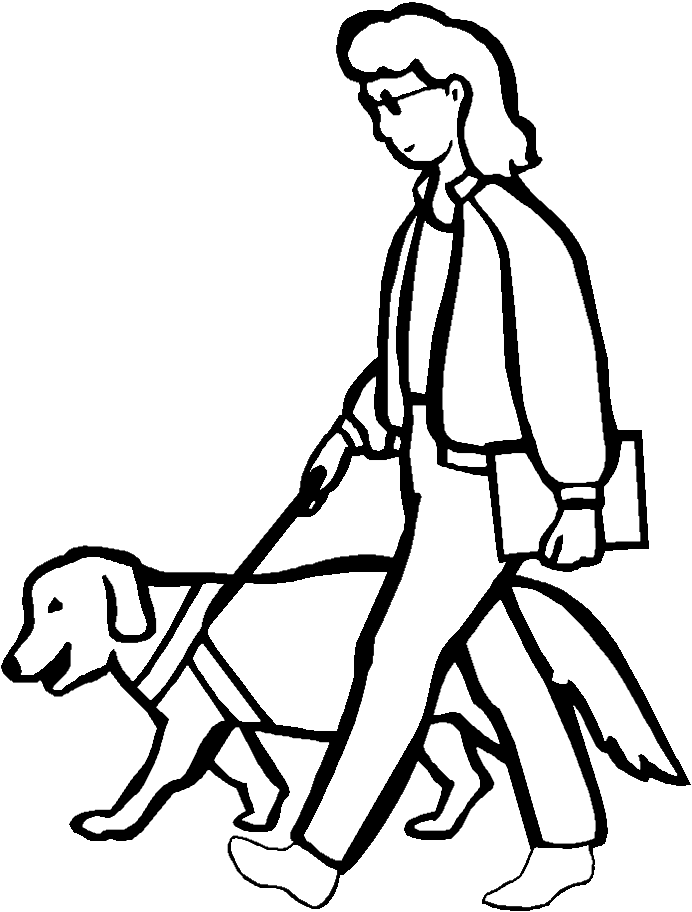 A Blind Woman Walking With Dog Coloring Pages - Walking Dog Coloring Page (700x937)