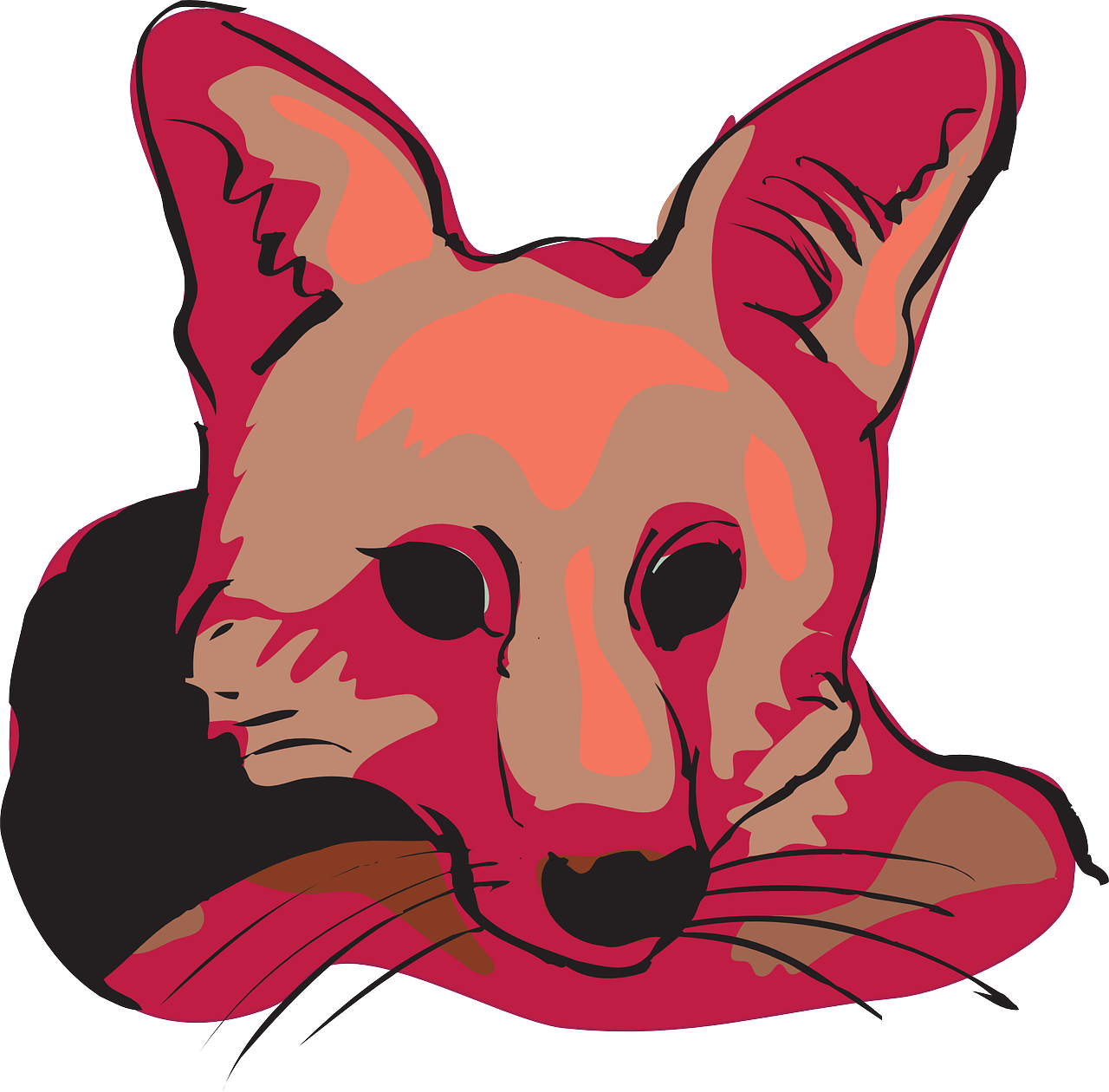 Fox Face Clipart - Red Fox With Ears Tilted (1280x1260)