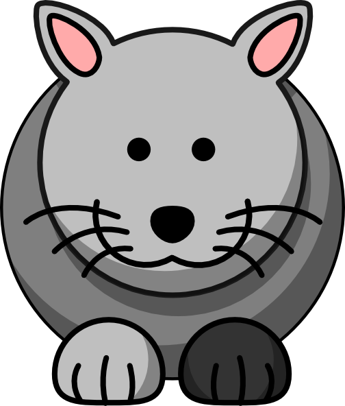 Cartoon Grey Cat Clip Art - Cartoon Cat Clip Art At Clker (504x592)