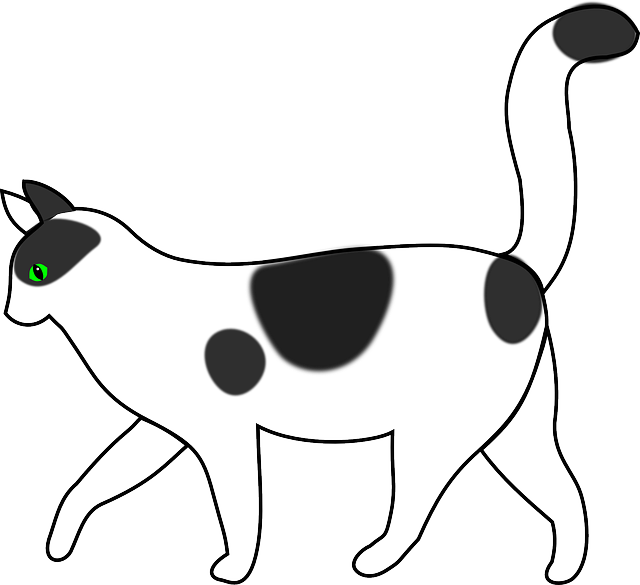Cat, Boy, Silhouette, Cartoon, Dog, Cats, Walk - Clip Art Black And White (640x585)